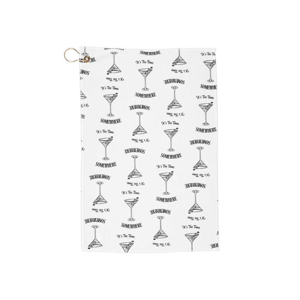 It's Tee Time Some Where - Martini Pattern Golf Towel | Cocktail Print Golf Towel with Grommet