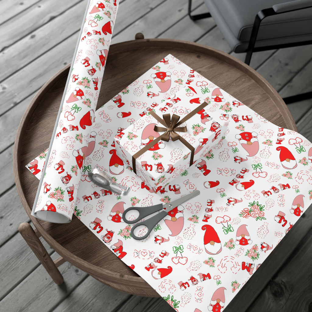 Gnome & Hearts Mothers Day Gift Wrap Paper