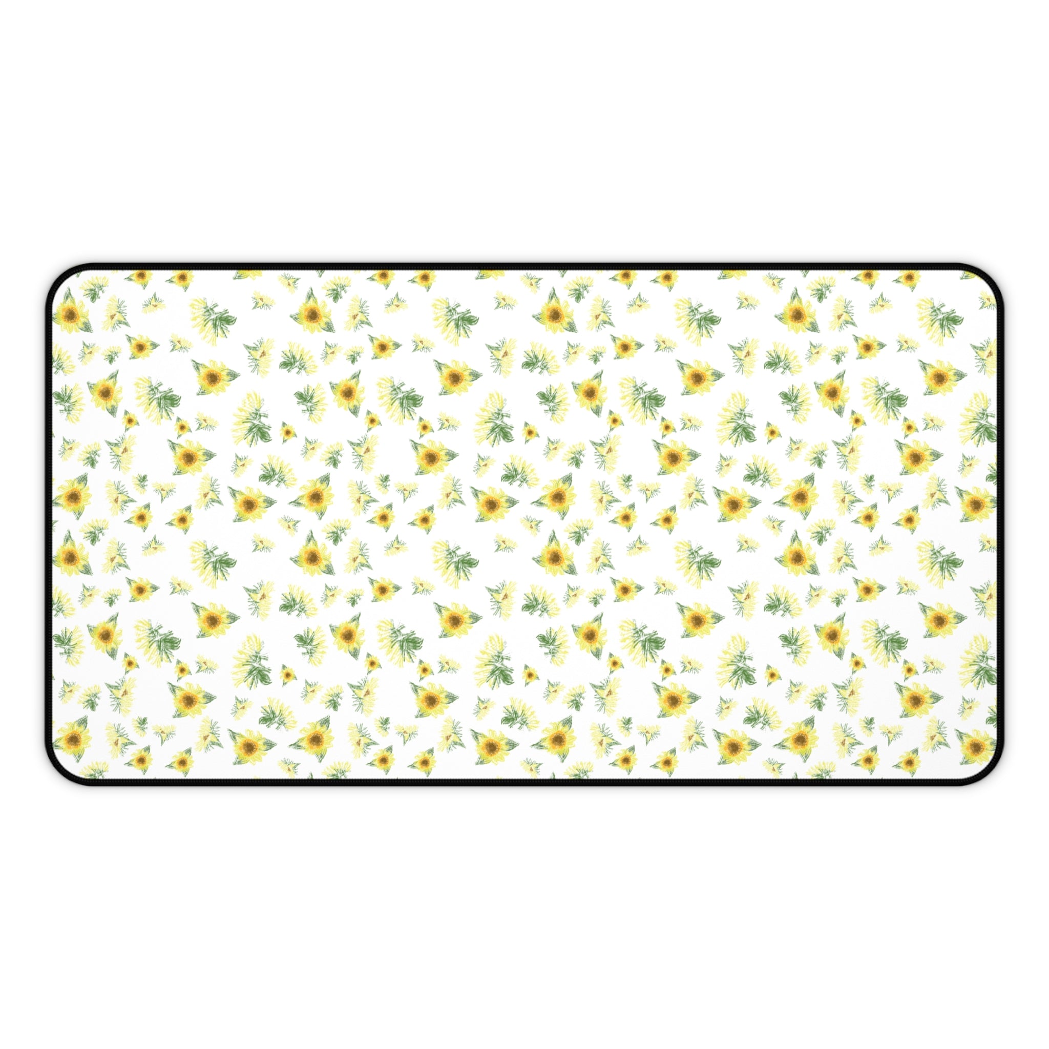Yellow Sunflower Pattern Desk Mat | Floral Desk Pad