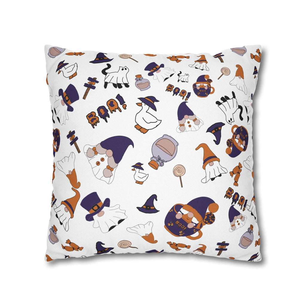 Halloween Gnomes Pillowcase | Spooky Ghosts Pumpkins Square Pillowcase