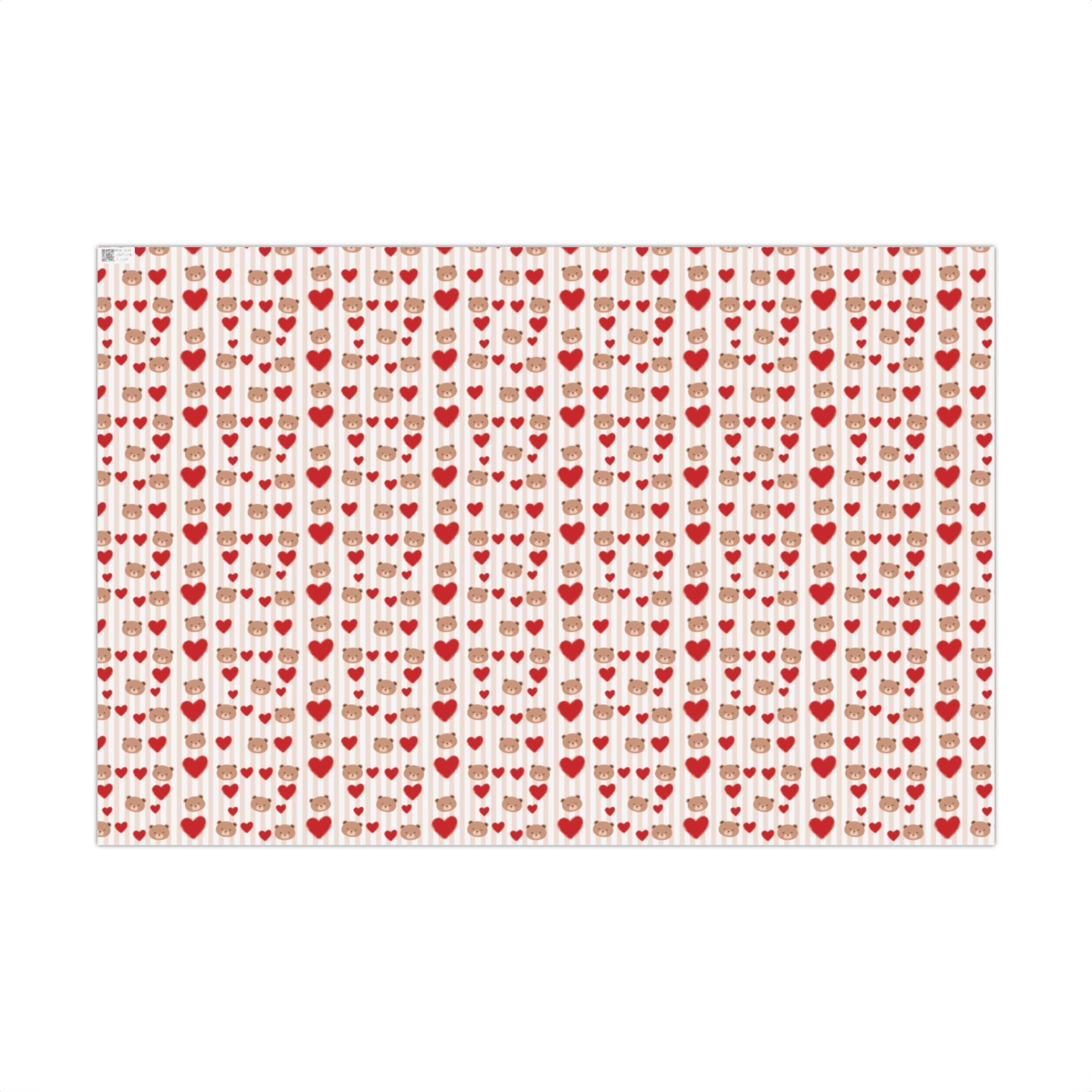Teddy Bear Hearts Gift Wrap Paper | Valentine Wrapping Paper