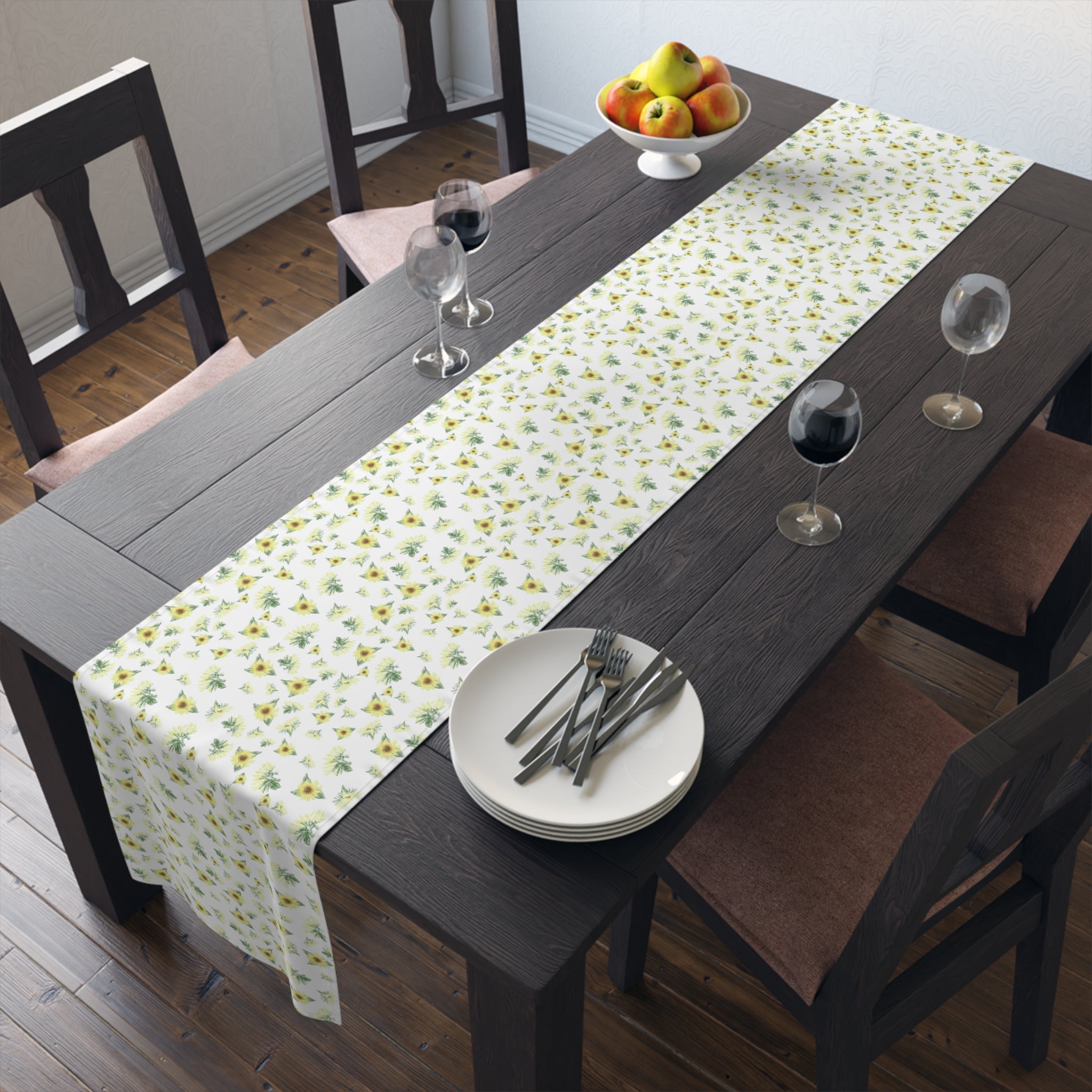 Yellow Sunflower Pattern Table Runner | Floral Table Runner
