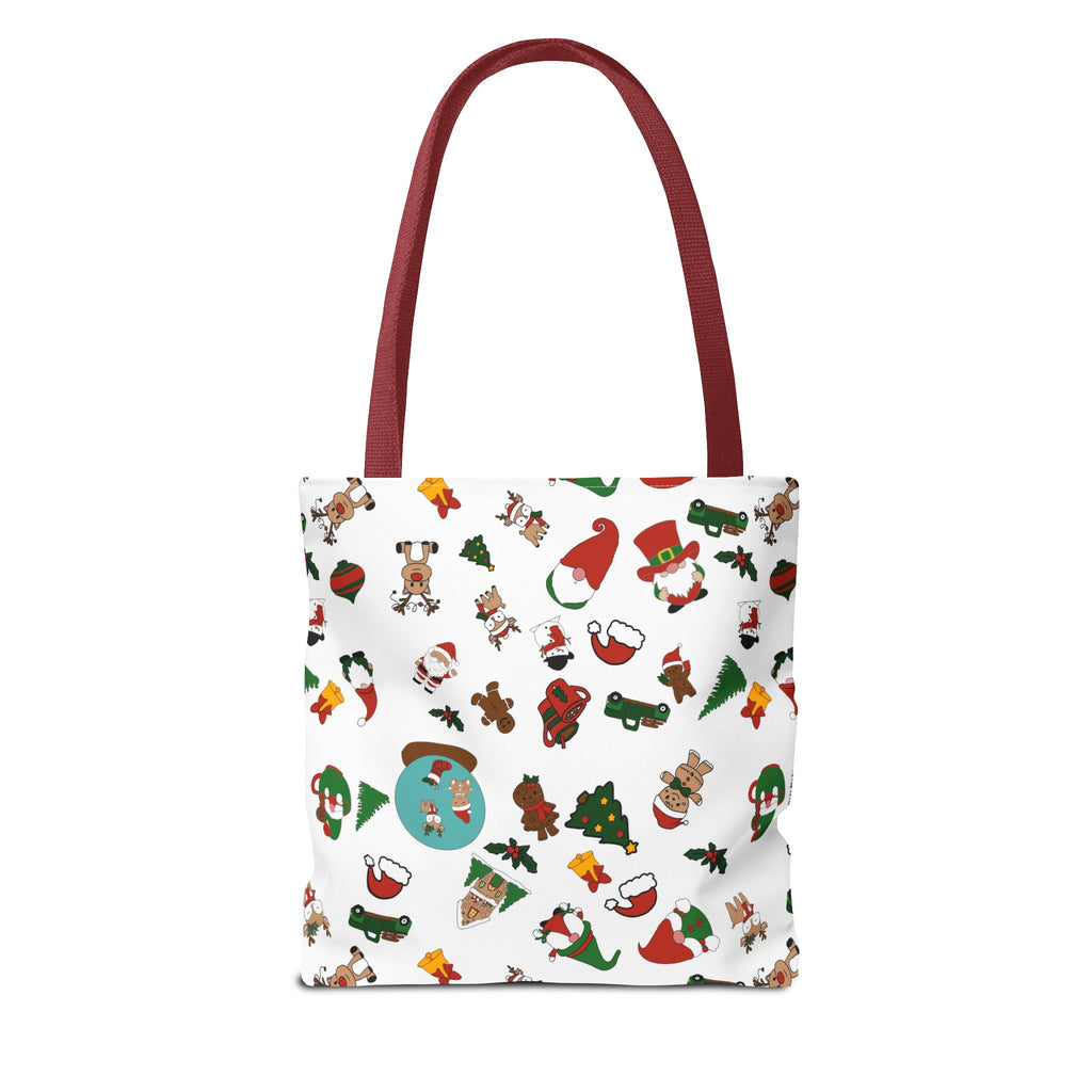 Christmas Icons Tote Bag | Santa, Trees, Stockings Pattern