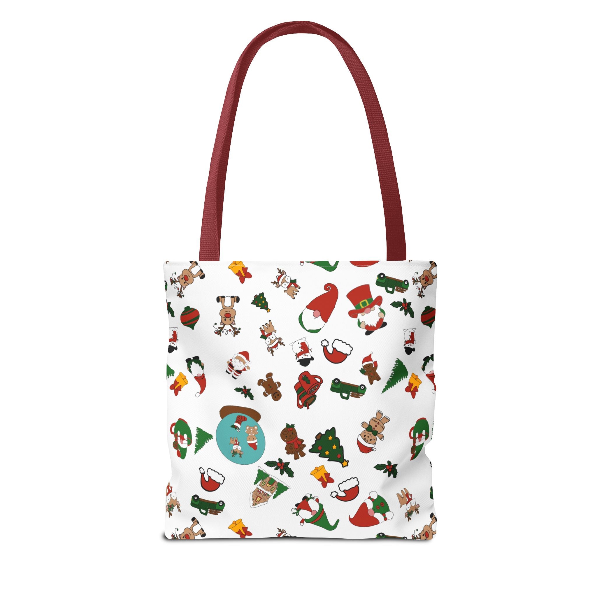 Christmas Icons Tote Bag | Santa, Trees, Stockings Pattern
