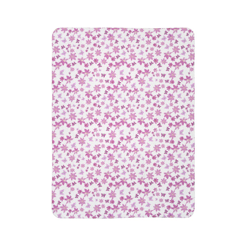 Floral and Butterflies Sakura Floral Fleece Sherpa Blanket | Cherry Blossom Pattern