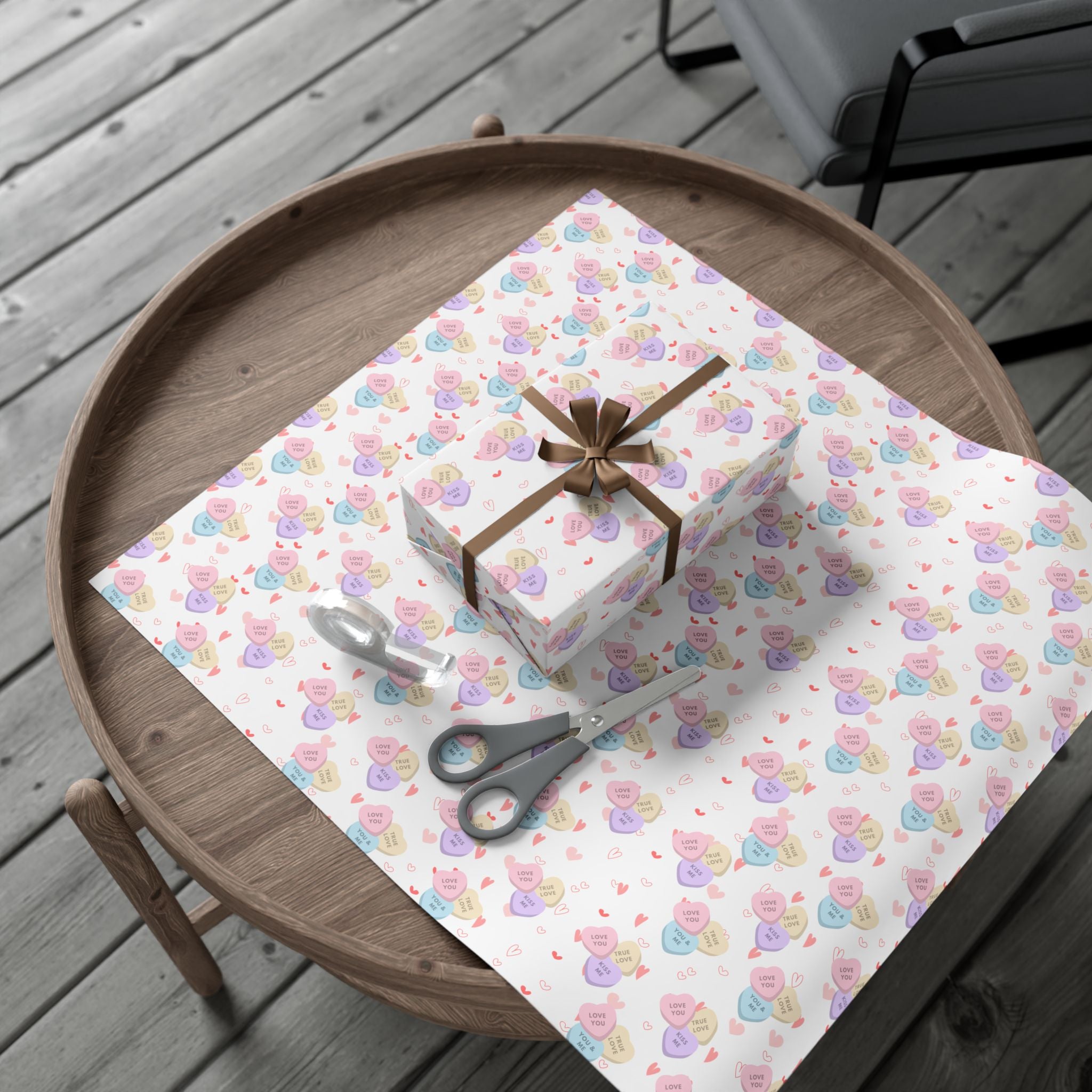 Candy Heart Pattern Gift Wrap | Valentines Conversation Heart Wrapping Paper