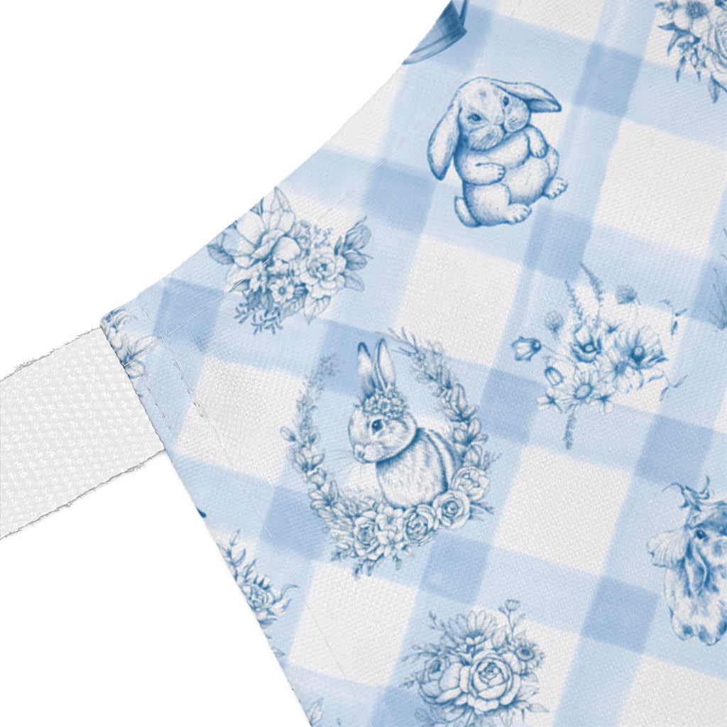 Cute Farm Plaid Bunny Apron — Bunnies Collection, 5-Color Straps