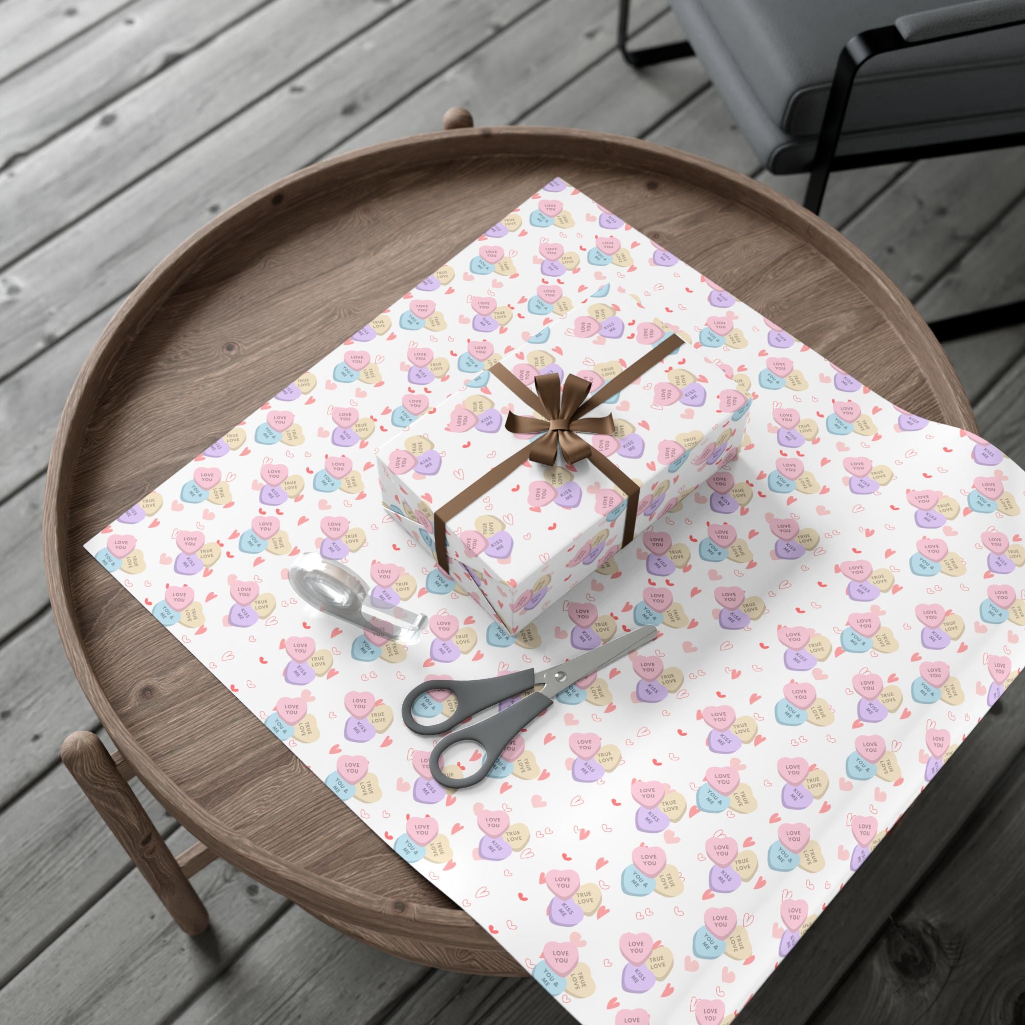 Candy Heart Pattern Gift Wrap | Valentines Conversation Heart Wrapping Paper