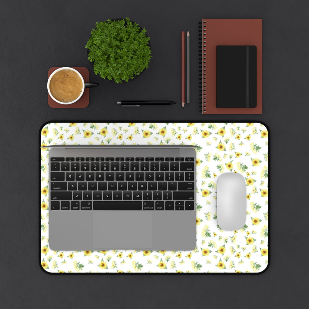 Yellow Sunflower Pattern Desk Mat | Floral Desk Pad