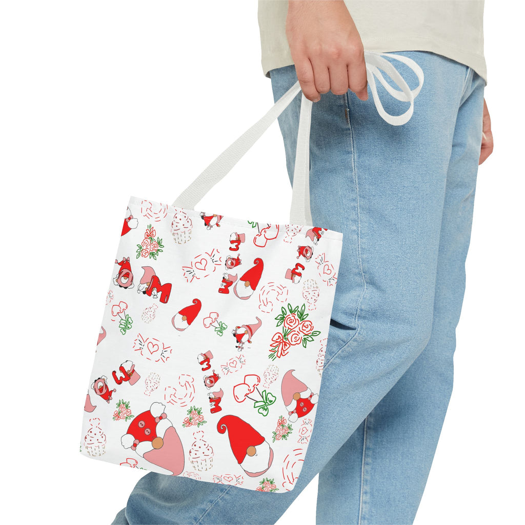 Mothers day  Gnome Pattern Tote Bag | Holiday Floral Gnomes All-Over Print