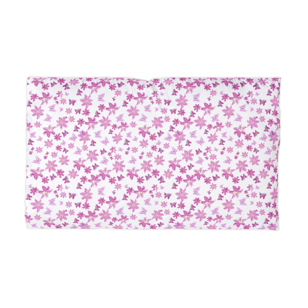 Pink Cherry Blossom Pattern Microfiber Pillowcase | Floral Spring Bedroom