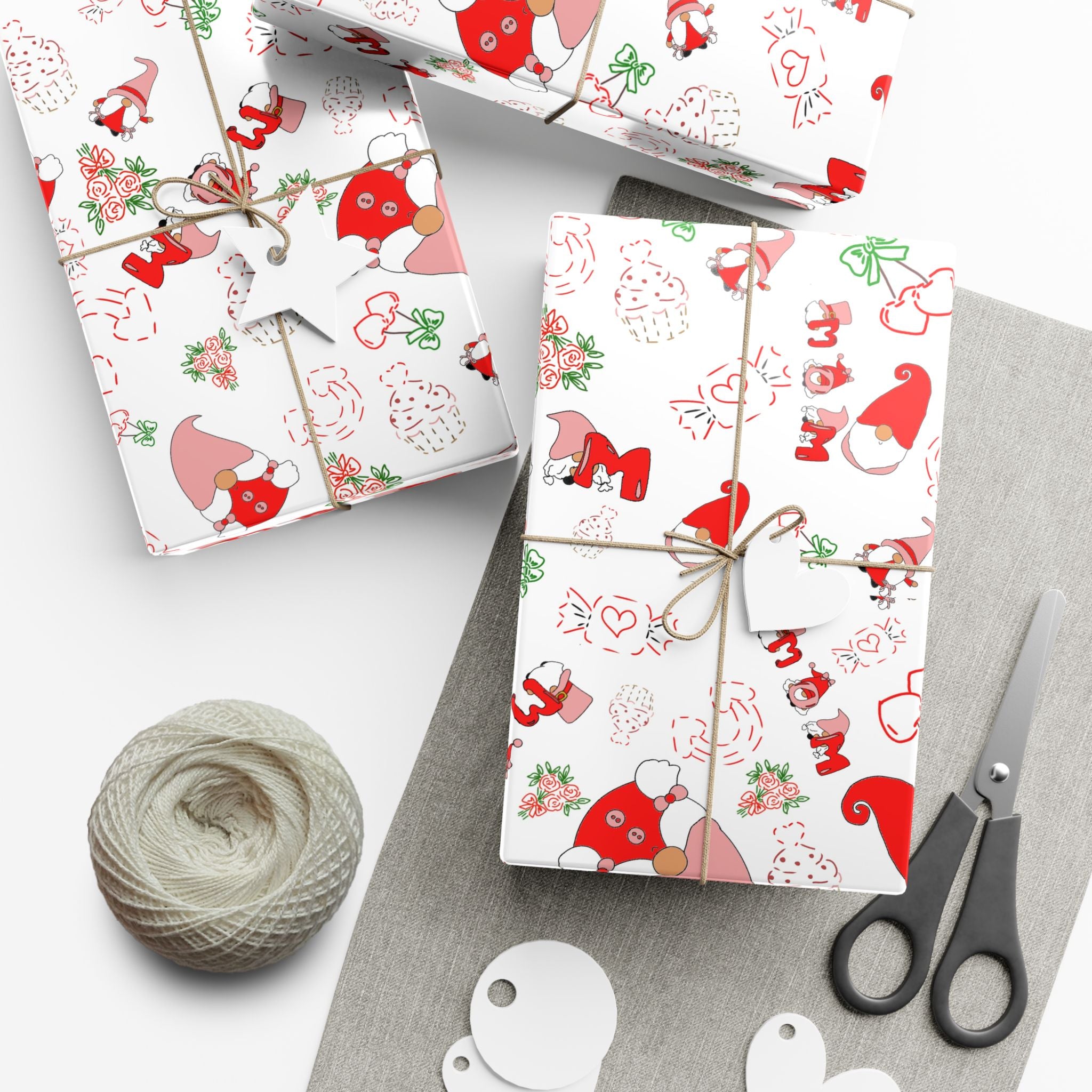 Gnome & Hearts Mothers Day Gift Wrap Paper