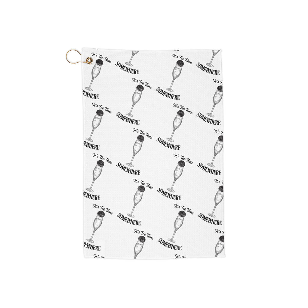 It's Tee Time Some Where! Champagne Pattern Golf Towel | Cocktail Print Golf Towel with Grommet