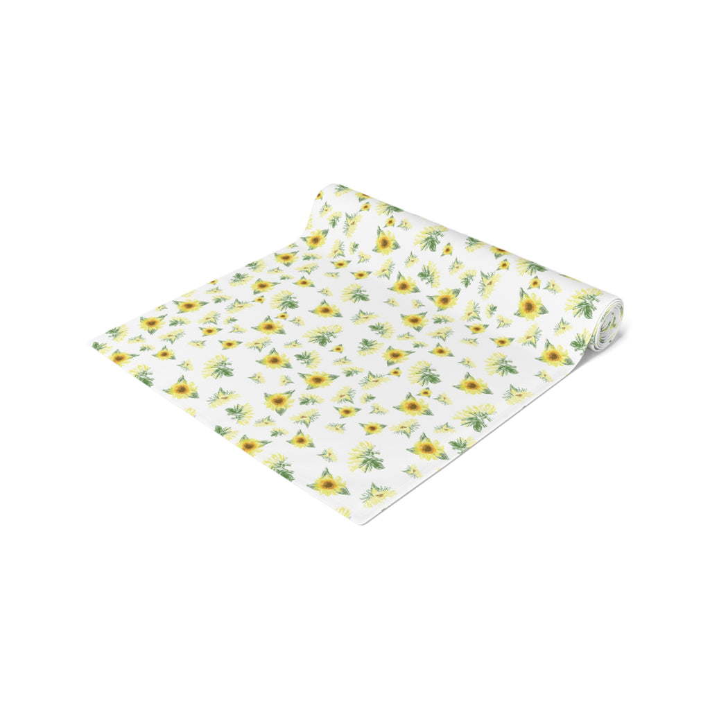 Yellow Sunflower Pattern Table Runner | Floral Table Runner