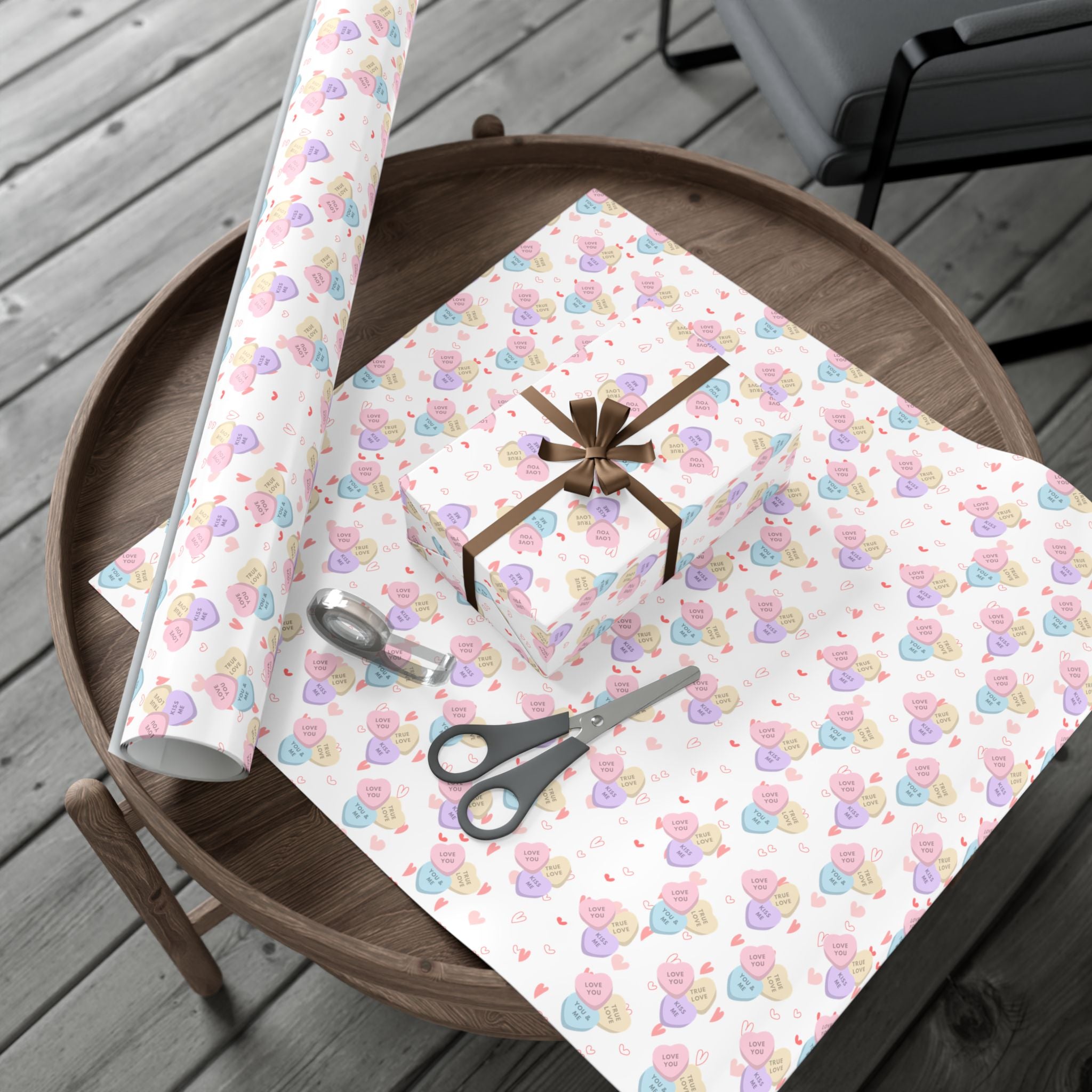Candy Heart Pattern Gift Wrap | Valentines Conversation Heart Wrapping Paper