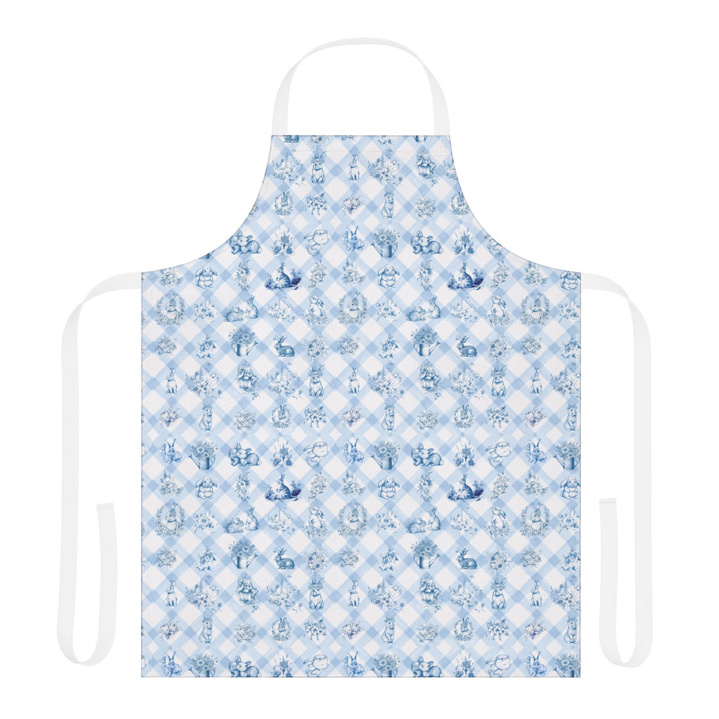 Cute Farm Plaid Bunny Apron — Bunnies Collection, 5-Color Straps