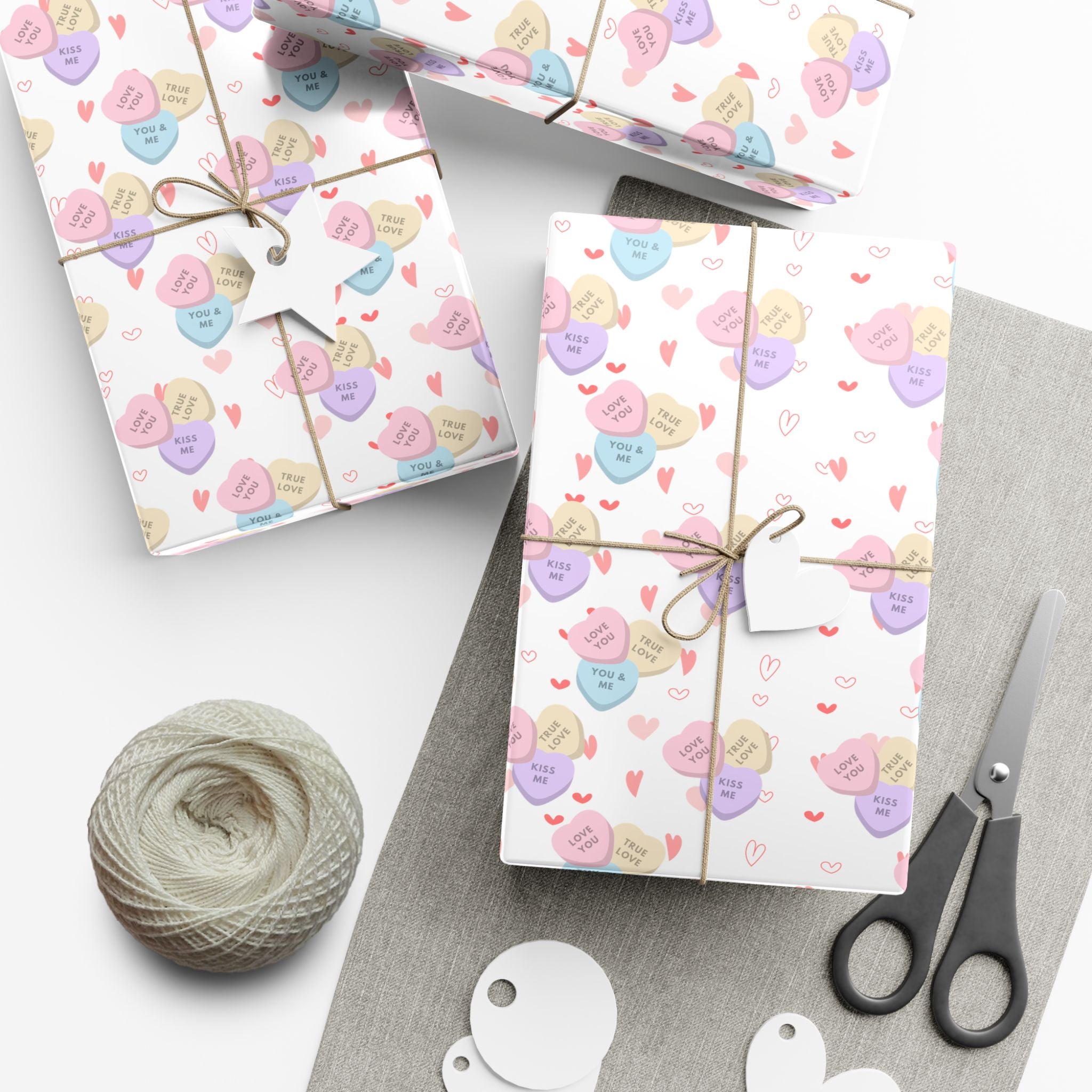 Candy Heart Pattern Gift Wrap | Valentines Conversation Heart Wrapping Paper