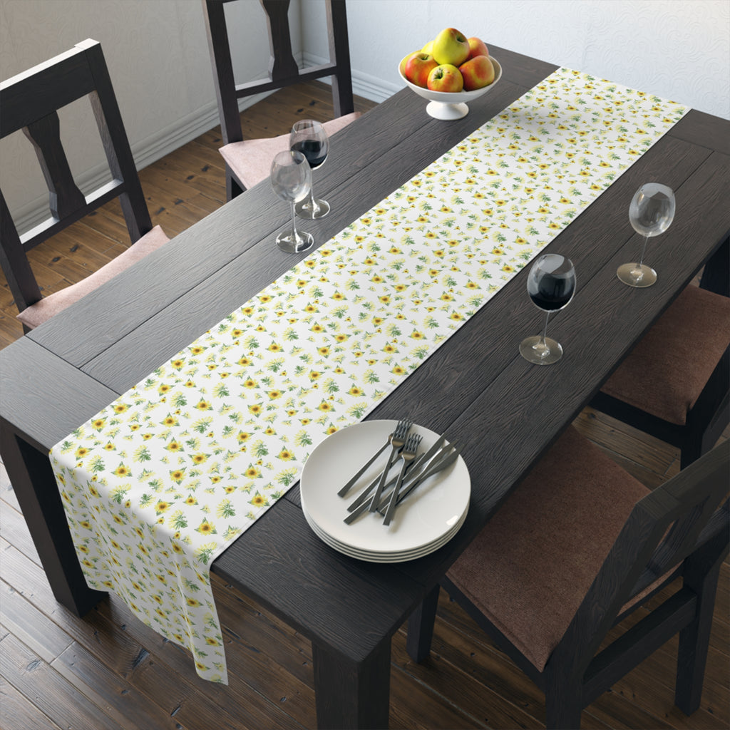 Yellow Sunflower Pattern Table Runner | Floral Table Runner