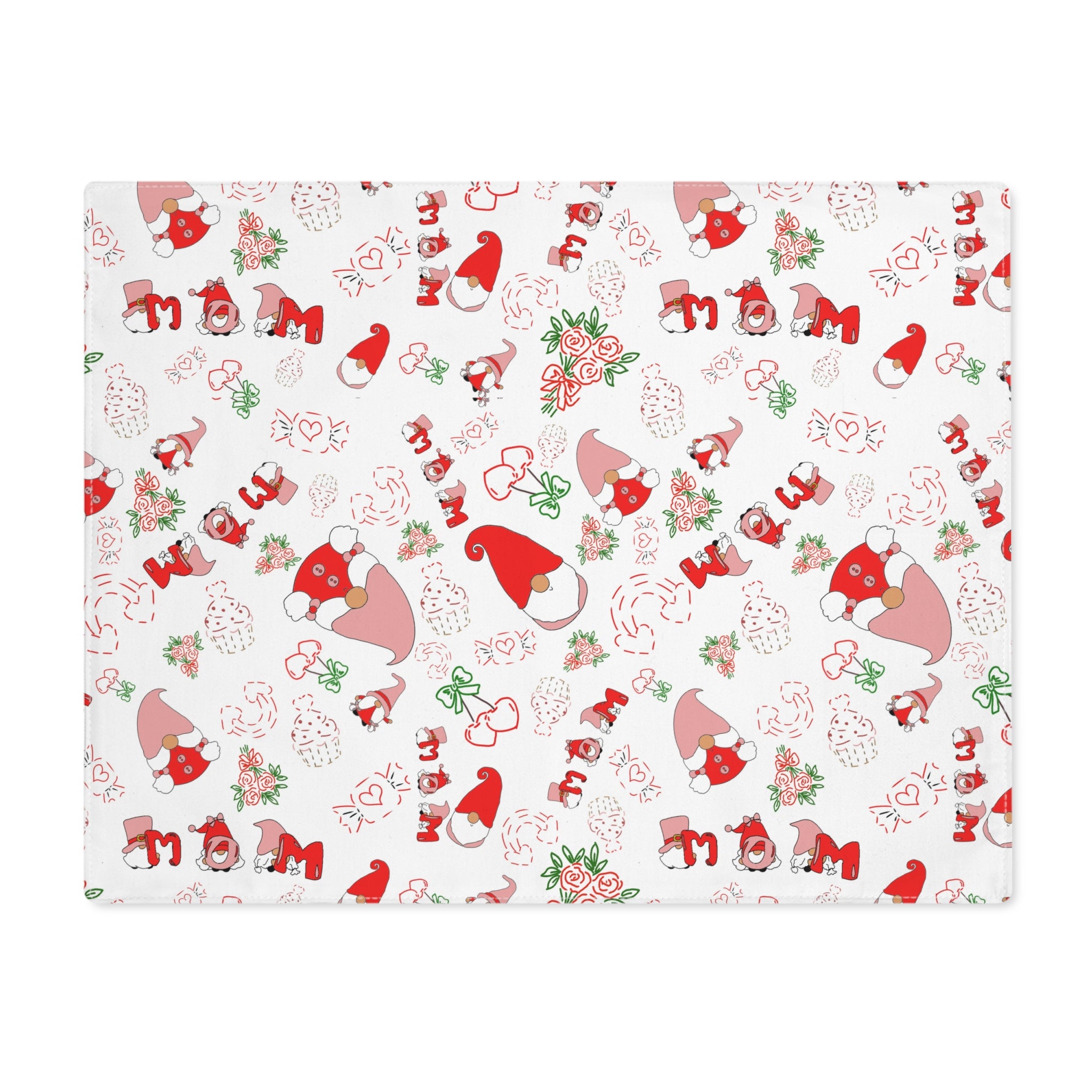 Mom Gnome Placemat | Holiday Gnome Pattern Table Mat