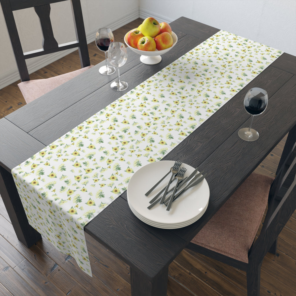 Yellow Sunflower Pattern Table Runner | Floral Table Runner