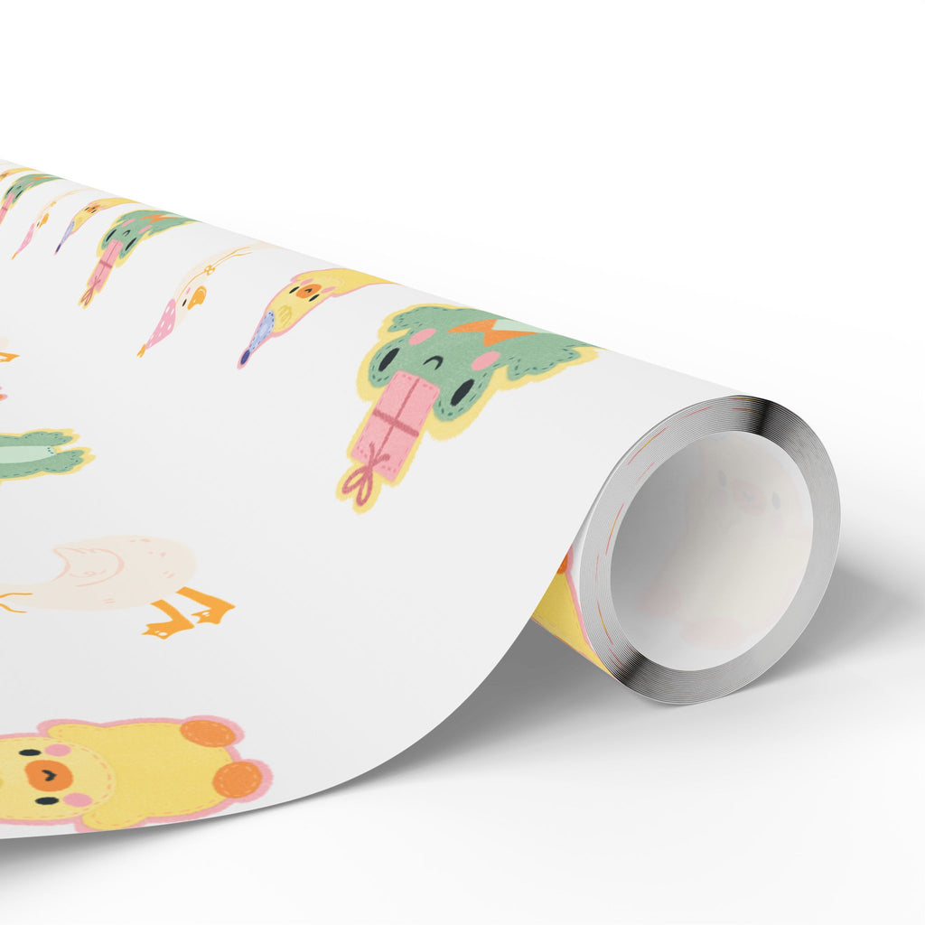 Wrapping Paper, Cute Frog, Chick and Duck Baby Shower/Baby Birthday Gift Wrap, Animal Print, Gender Neutral, Party Supplies, Kids Crafting