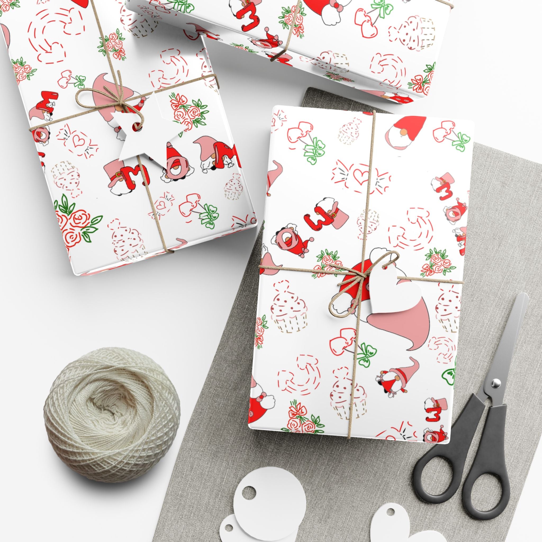 Gnome & Hearts Mothers Day Gift Wrap Paper