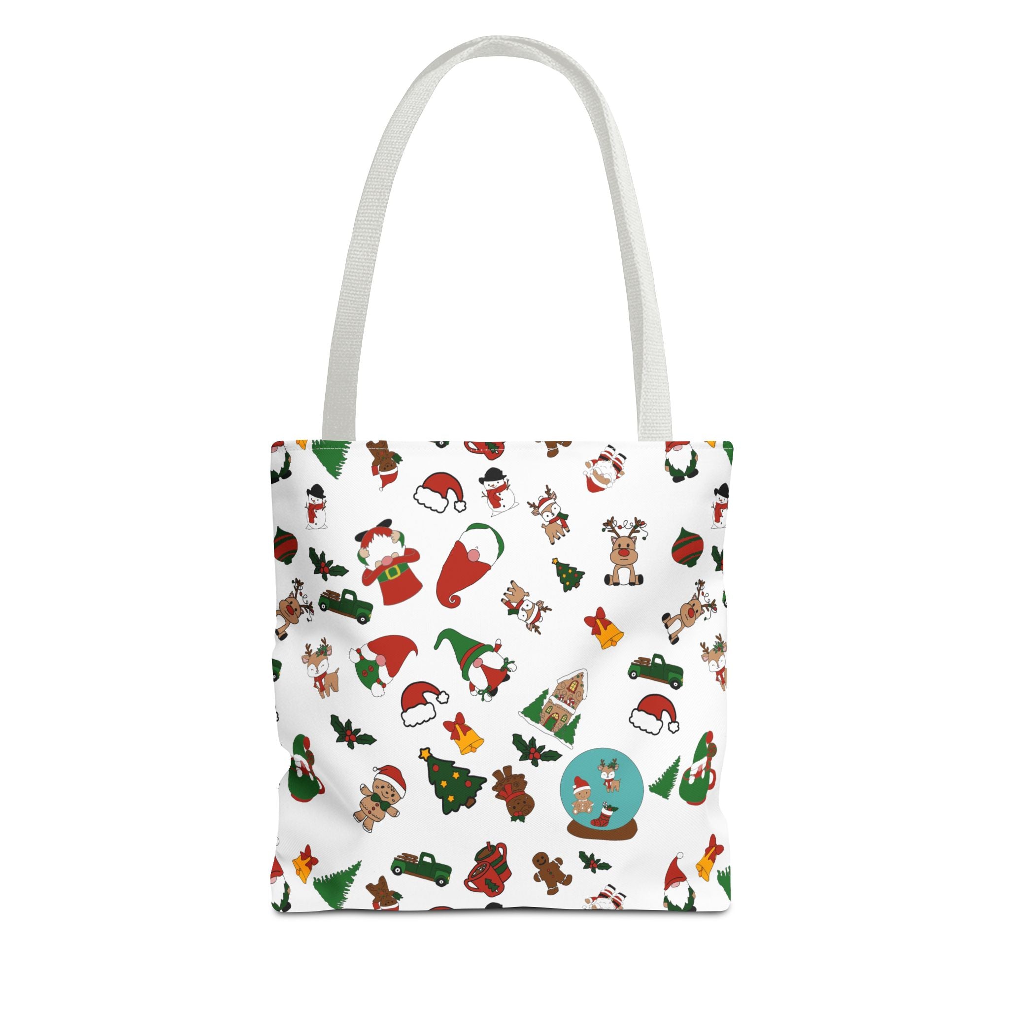 Christmas Icons Tote Bag | Santa, Trees, Stockings Pattern