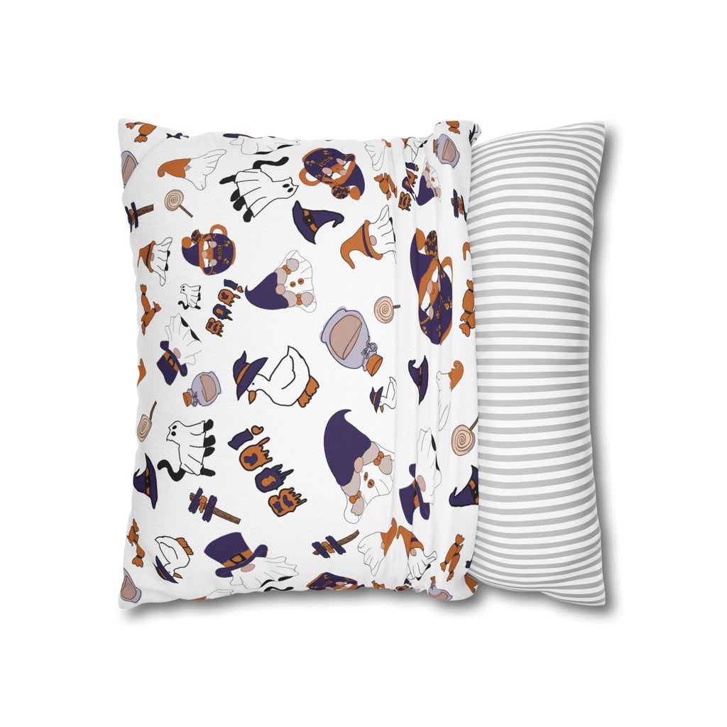 Halloween Gnomes Pillowcase | Spooky Ghosts Pumpkins Square Pillowcase