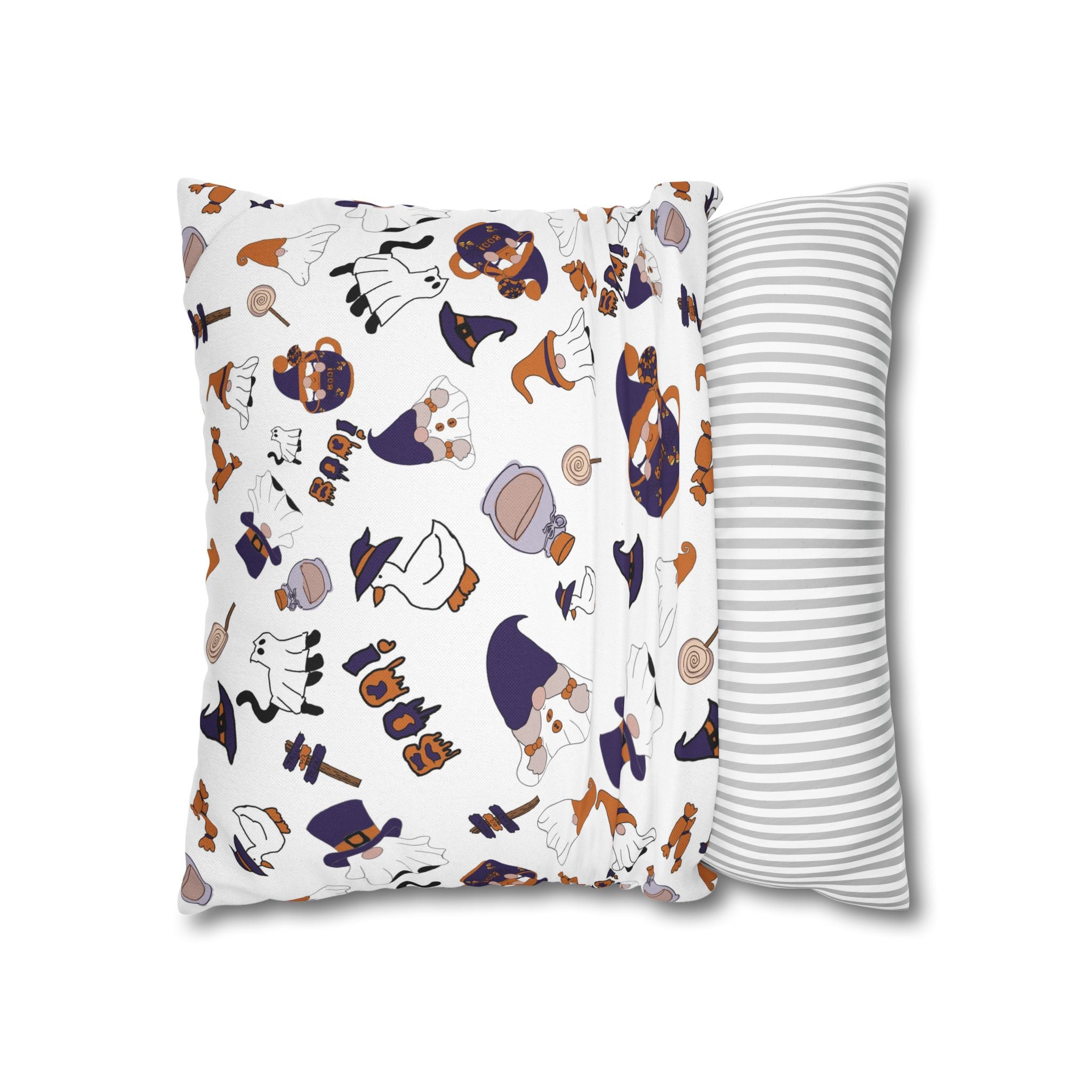 Halloween Gnomes Pillowcase | Spooky Ghosts Pumpkins Square Pillowcase
