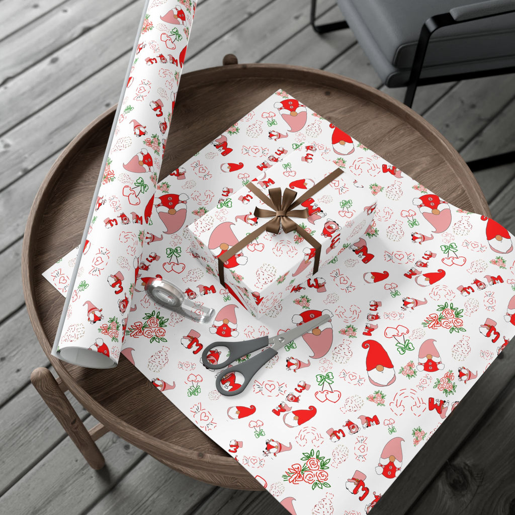 Gnome & Hearts Mothers Day Gift Wrap Paper