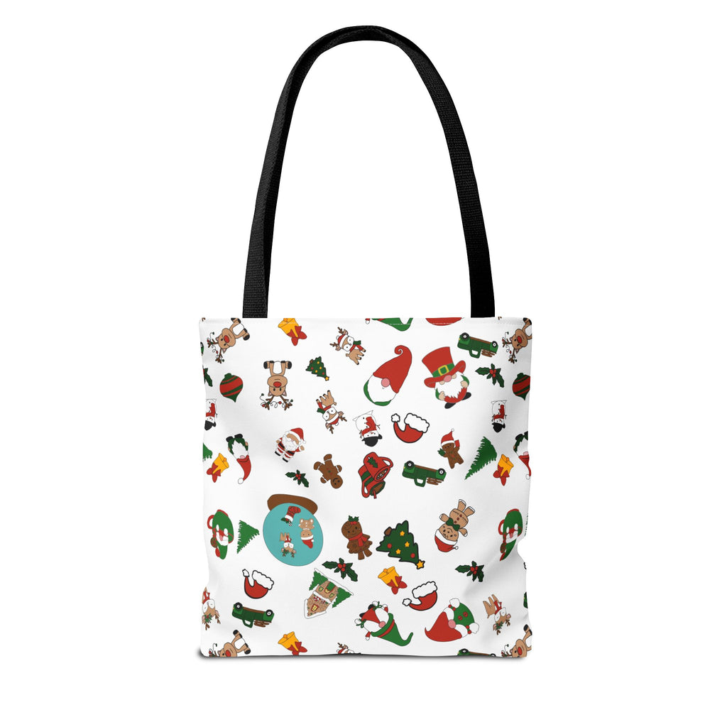 Christmas Icons Tote Bag | Santa, Trees, Stockings Pattern