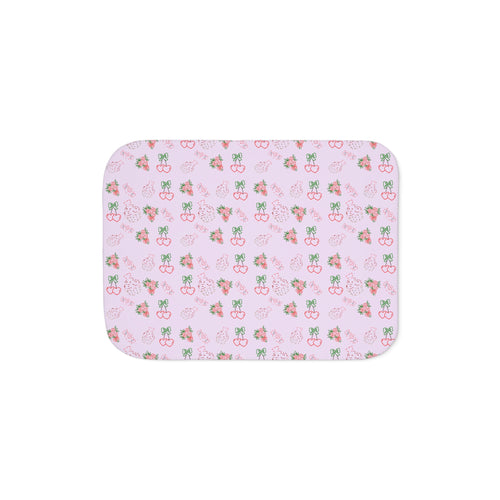 Cherry , Cupcakes, Flowers Pattern Sherpa Blanket | Reversible Cozy Throw