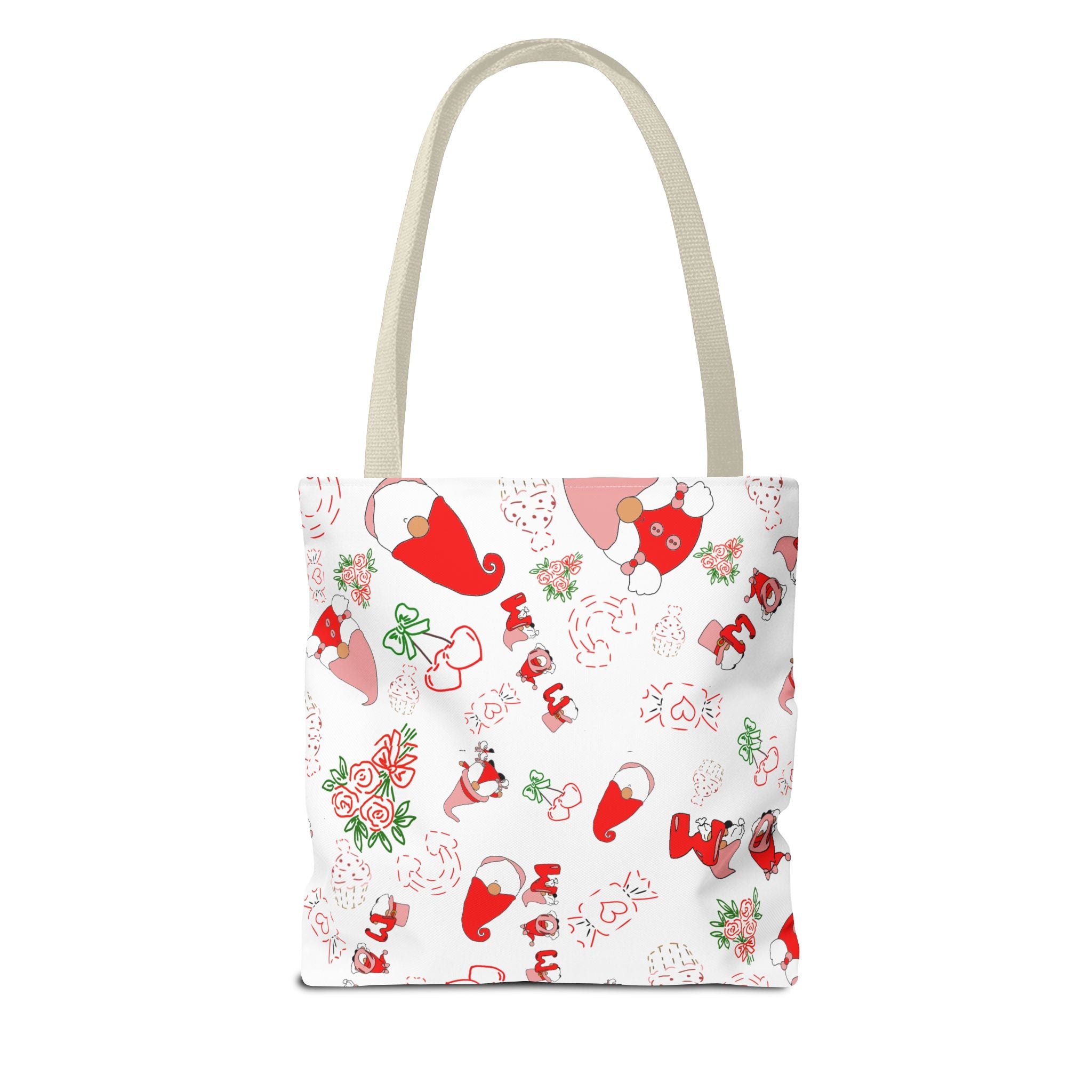 Mothers day  Gnome Pattern Tote Bag | Holiday Floral Gnomes All-Over Print