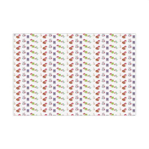 Cute Animal Valentines Pattern Gift Wrap Paper | Repeating Fox Bear Frog Design