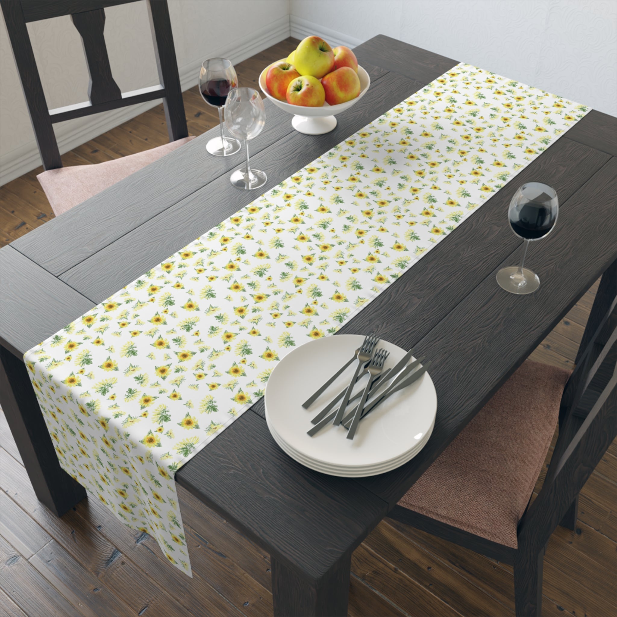 Yellow Sunflower Pattern Table Runner | Floral Table Runner