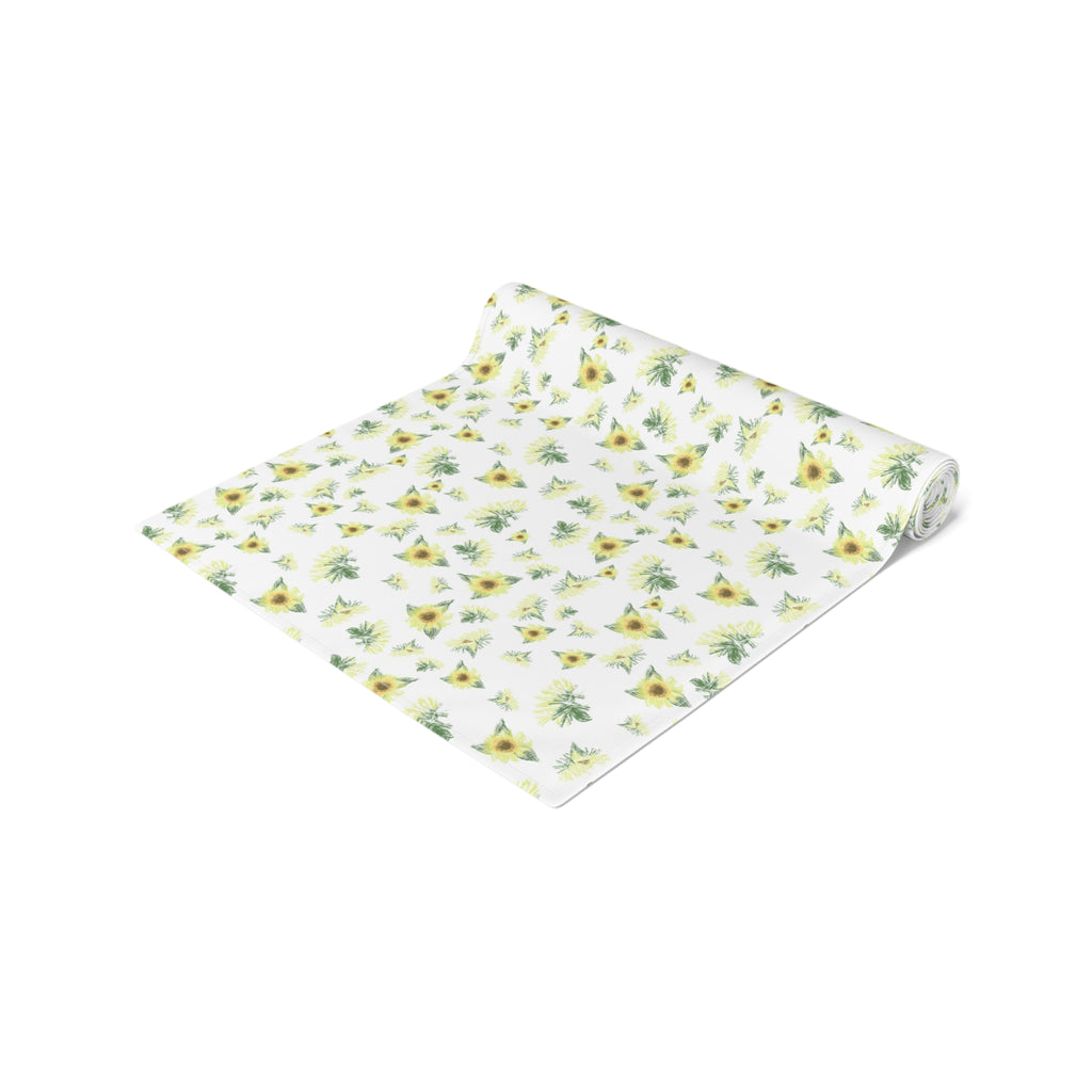 Yellow Sunflower Pattern Table Runner | Floral Table Runner