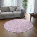 Pink Floral Round Rug
