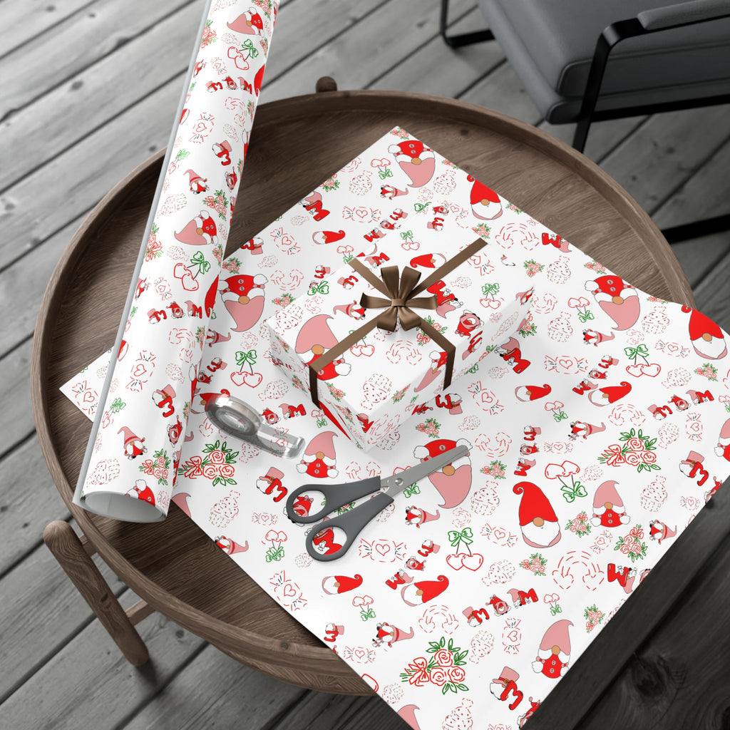 Gnome & Hearts Mothers Day Gift Wrap Paper