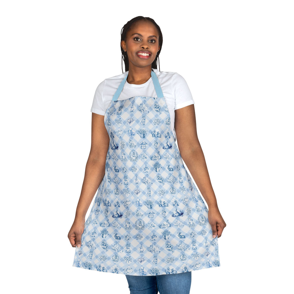 Cute Farm Plaid Bunny Apron — Bunnies Collection, 5-Color Straps