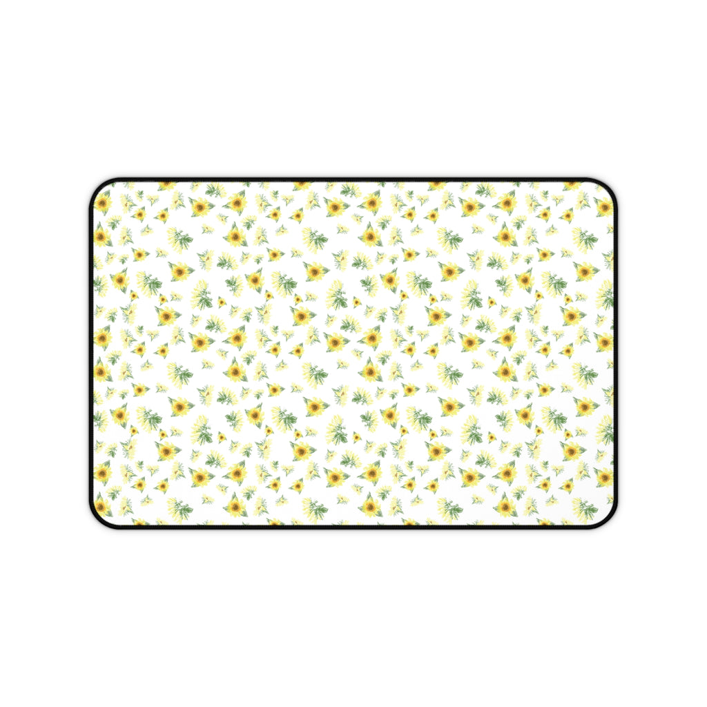 Yellow Sunflower Pattern Desk Mat | Floral Desk Pad