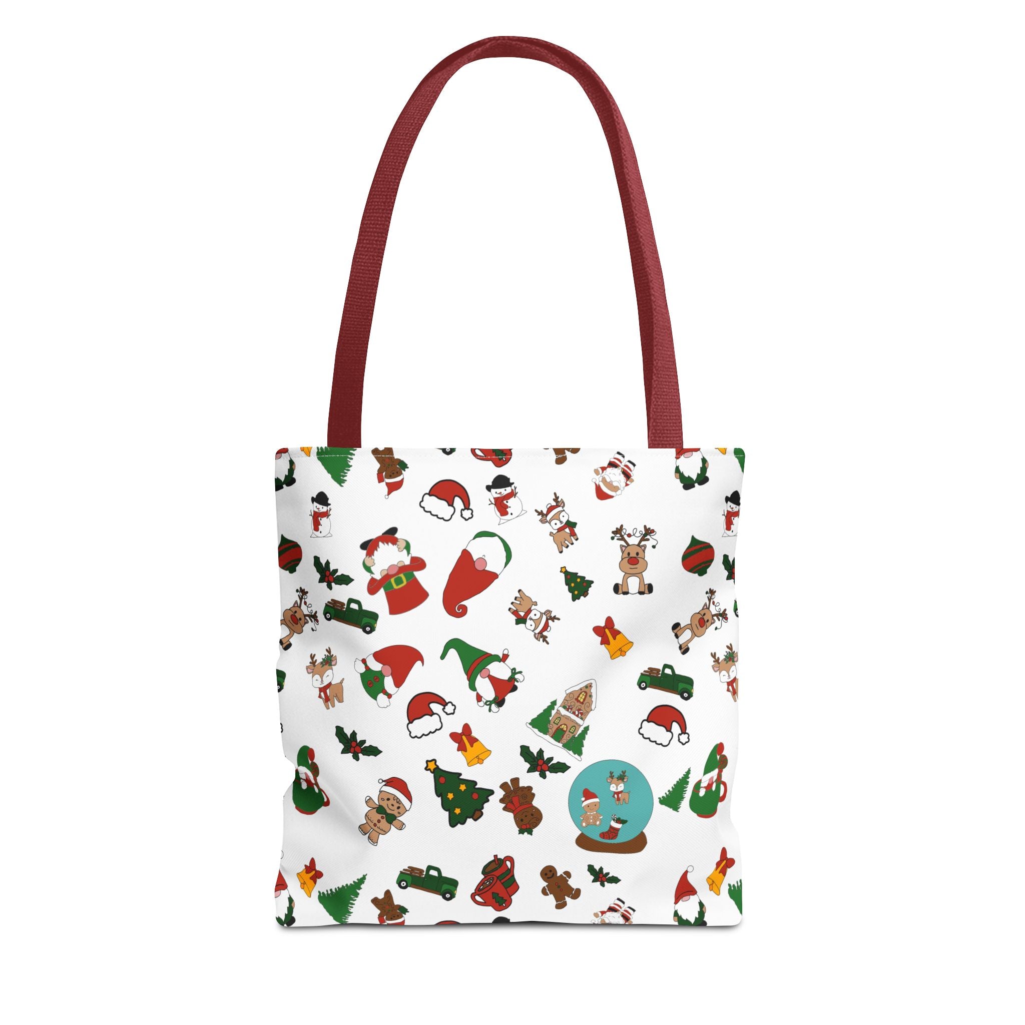 Christmas Icons Tote Bag | Santa, Trees, Stockings Pattern