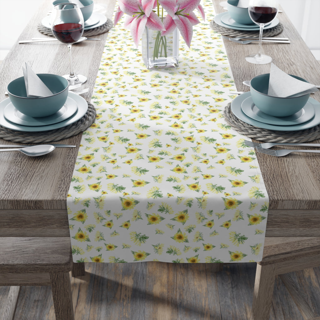 Yellow Sunflower Pattern Table Runner | Floral Table Runner