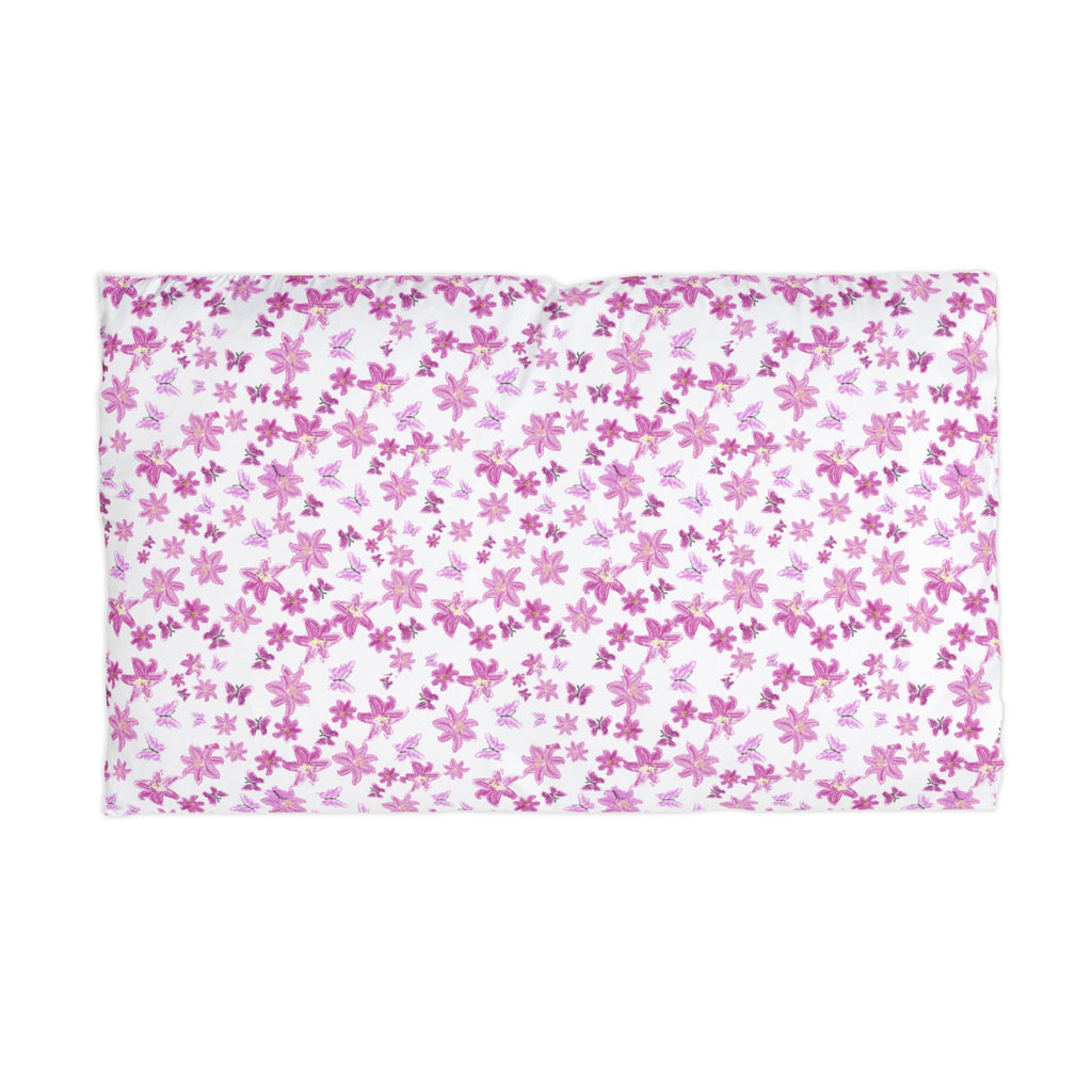 Pink Cherry Blossom Pattern Microfiber Pillowcase | Floral Spring Bedroom