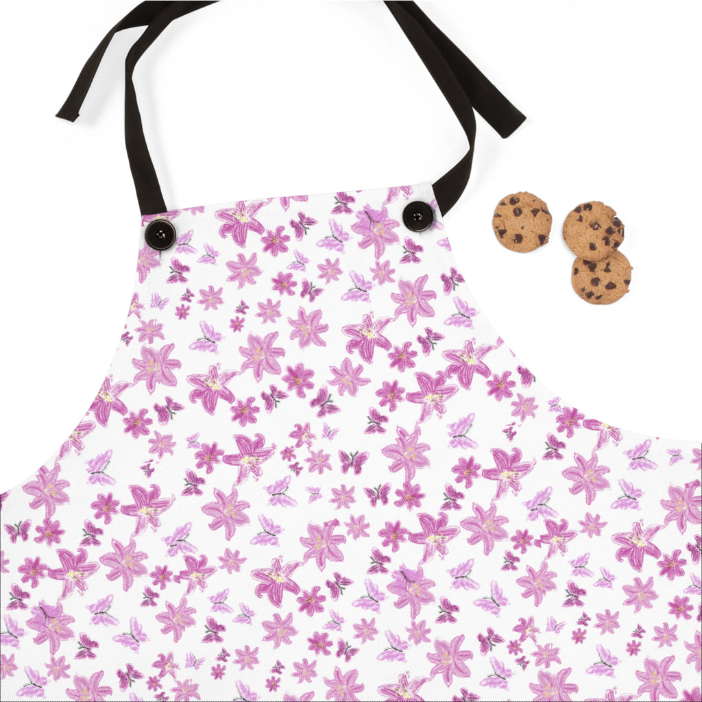 Pink Cherry Blossom Floral Apron | All-Over Print Kitchen Apron
