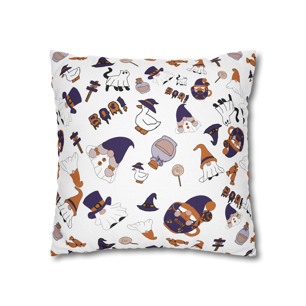 Halloween Gnomes Pillowcase | Spooky Ghosts Pumpkins Square Pillowcase