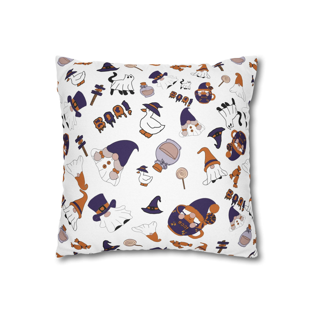 Halloween Gnomes Pillowcase | Spooky Ghosts Pumpkins Square Pillowcase