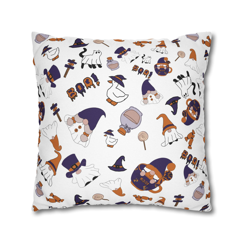 Halloween Gnomes Pillowcase | Spooky Ghosts Pumpkins Square Pillowcase
