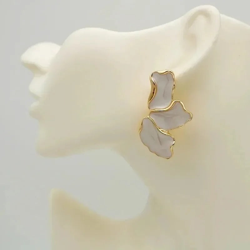 Metal Flower Stud Earrings Gold Color Plating